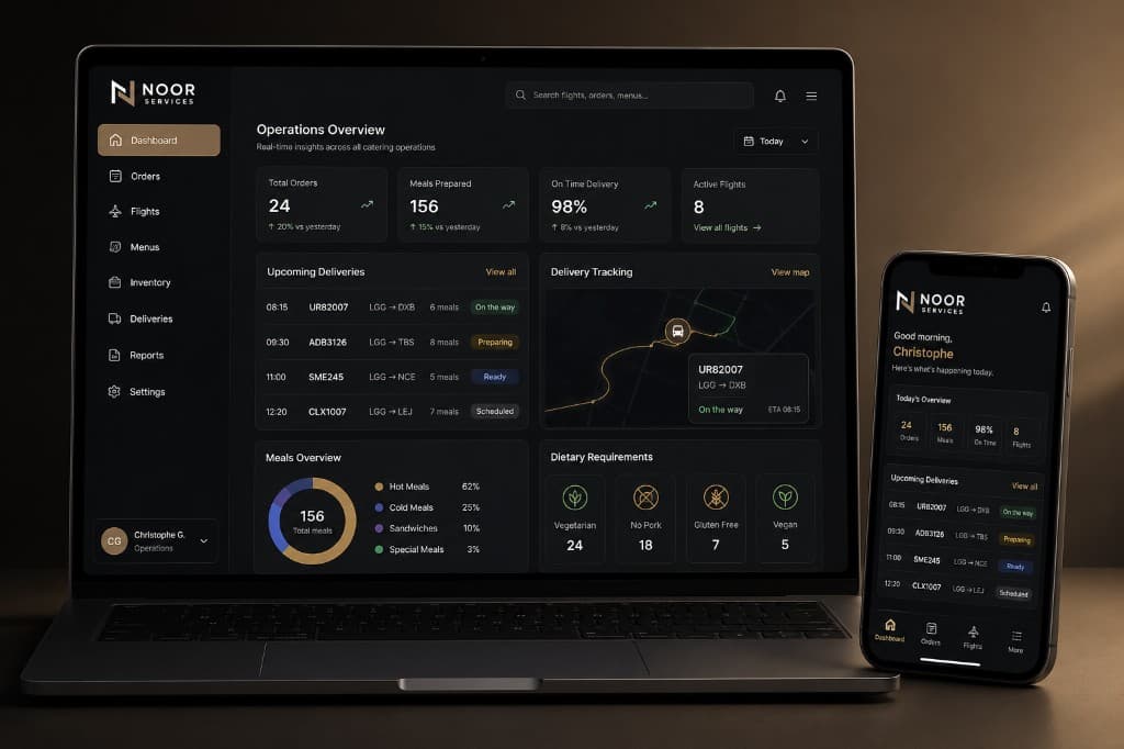 Noor Services ordering platform dashboard
